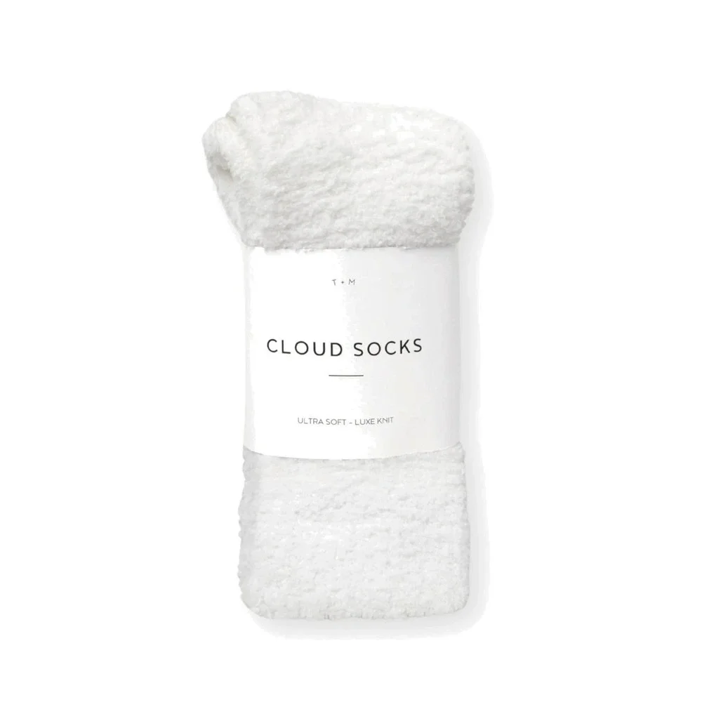 T+M Cloud Socks Ultra Soft Luxe Knit Womens White Cozy Comfy Minimalist Warm NWT